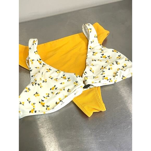 Abercrombie & Fitch Bikini Yellow Lemon Print High Waist Swimsuit Sz L - Picture 2 of 15